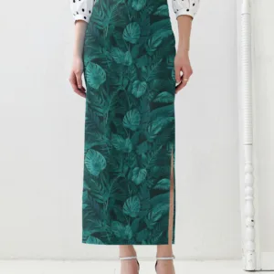 Emerald Cascade Pencil Skirt